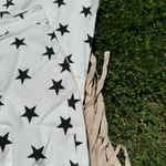 Peach Love California White Star Print Fringe Bell Bottom Jeans Size S Boho Photo 1