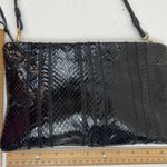 Etienne Aigner Black Snakeskin Clutch Purse With Adjustable Strap & Zipper Closure 2u Photo 2
