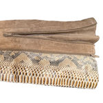 Pierre Dumas  Snakeskin Chunky Heeled Knee High Boots Taupe Suede 8.5 Wide Calf Photo 5