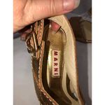 Marni Size 35 EU 5 US Gold Strappy Leather Sandals 3.5" Chunky Heel Italy Photo 3