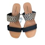 Maurice's Chelsea Black Striped Weave Strap Sandals Photo 1