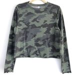 BP New  Camo Print Thermal Knit Long Sleeve Tee Cozy Crewneck Green Photo 4