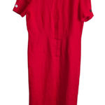 Brooks Brothers Vintage Women Sheath Dress 6 Midi Red Irish Linen Career Luxe Photo 0