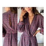 Anthropologie NAT by Natalie Martin Nico Wrap Duster Dress Floral Maxi Medium Purple Photo 14