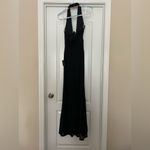 Lulus Never-Ending Glamour Black Mesh Cross-Front Halter Maxi Dress Photo 6