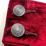 Free People  Crimson Red Velvet Seamed Mini Skirt Rear Zip Button Waist Size 26 Photo 2