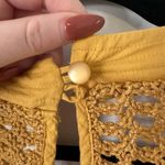 Anthropologie Angel of the North dark yellow open knit short sleeve top size S Photo 14