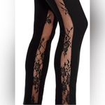 Haute Hippie  Skinny Black Pants The Thorny Rose Lace Inserts on Side Size 10 Photo 2