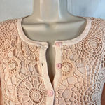 Blu Moon Soft Pink Long Sleeve Lace Overlay Silk Blend Sweater Size Small Photo 7