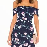 About Us Dulipa Dress in Navy Floral Off Shoulder Mini Dress size Small Revolve Photo 0