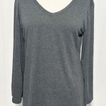 Women's V Neck Front Back Bell Sleeve Pullover Top Charcoal Gray Size Medium Gray Photo 0