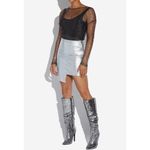 Shoedazzle Beckey Slouchy Stiletto Boot Faux Leather Silver Foil Size 5.5 New Photo 1