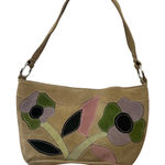 Y2K Suede Patchwork Flower Small Hobo Shoulder Bag Tan Cottagecore Boho READ Photo 0