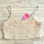 Love Culture NWT  Fuzzy Furry Tan Oatmeal Knit Cami Crop Top Size Large Photo 0