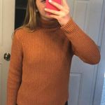 Don't Ask Why Orange Ribbed Turtleneck Sweater Photo 0