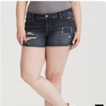 Torrid Dark Wash Distressed Ripped Vintage Stretch Skinny Short Shorts #Pk Photo 1