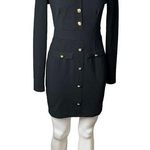 SheIn BIZwear Button Front Bodycon Dress Black Gold Metal Buttons Size Small NEW Photo 0