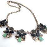 J. Crew Stunning Statement Rhinestone Necklace crystals gold tone jade onyx styl Photo 0