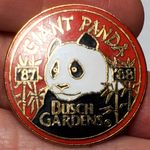 Busch Gardens Giant Panda 1987 1988 Travel Souvenir Lapel Pin 1" Red Photo 0