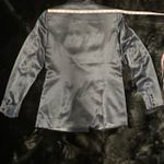 House of Harlow 1960 Navy Blue Satin Double Long Sleeve Breasted Blazer Photo 10