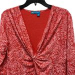 Fresh Produce Women's Red Floral Print Twist Front Stretchy Casual Top Size L Photo 1
