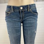 Vanity Low Rise Slim Distressed Bootcut Jeans Contrast Stitching Y2K 30x33 Blue Size undefined Photo 4