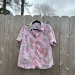 Allison Daley  Pink Womens‎ size 14 Petite Button Down Blouse Shirt Floral Leaf Photo 7