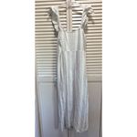 Dip White/Blue Striped Ruffle Straps Button Down Linen Maxi Sundress‎ Size 10 White Photo 5