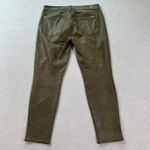7 For All Mankind Faux Leather Skinny Pants Womens 31x26 Olive Green Jeans Slim Photo 1