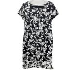 Talbots Black Ivory Floral Boat Neck Stretch Sheath Dress Size 12 Photo 3
