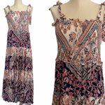 Abel the label NWOT  X Anthropologie Tired Smocked Maxi Dress Patch Work Photo 2