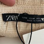 ZARA NEW Ruched Bustier Crop Top Tan White Mini Check Photo 5