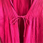 L.L.Bean Cardigan Pink Pleated Pin Tuck Tie Front Open Long Sleeves Sz L EUC Photo 5