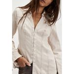 Free People  Women’s Denim Light Pink Wash Snap Front Shaped Western Jacket Sz S Photo 2