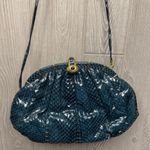 Judith Leiber Python Evening Bag medium clutch cross body purse blue w/ clasp Photo 11