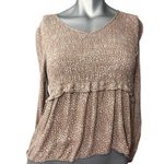 EXPRESS Babydoll Top Women's Brown Floral Smocked Y2K Urban Romantics Small Romantic Photo 0