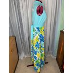 Dress 1960s maxi flower power blue yellow green Size 12 Photo 4