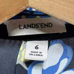 Lands' End Lands’ End Blue Yellow Floral Long Sleeve Button Down Shirt Dress Size 6 Small Photo 4