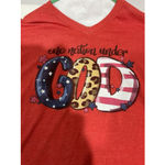 Woman’s XL Red Lif Apparel Short Sleeve T Shirt Says One Nation Under God Photo 1