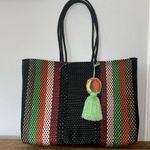 Waterproof Beach tote basket multicolor with black mexican basket Photo 2