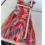 London Times  Dress Womens 8 Purple Orange Pink Green Tie‎ Dye Ruched Mini Photo 5