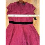 Lulus NWT  Twirling It Dress Medium Burgundy Crochet Lace Short Sleeve Velvet Wst Photo 6