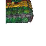 Rasta Boho Wood Beaded Disc Crossbody Bag Multicolor Flower Accent Handmade Brown Photo 5