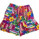 Vintage 90s Napa Valley Pullon Shorts L Red Tropical Floral Elastic Pockets Size L Photo 0