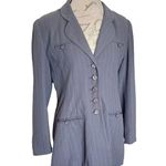 Adolfo Atelier Womens Blazer Jacket Size 12 Petite Pinstripe Vintage Gray Office Photo 2