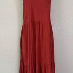 Nation Ltd 100% Pima Cotton Melissa Red Ruffle Midi Dress Photo 0
