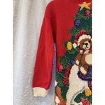 Vtg Casual Corner‎ Red Hand Knit Christmas Sweater Rocking Horse Bear Medium Photo 8