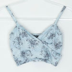 Reformation  Womens Floral Wrap Crop Top Size M Blue Coquette Feminine Dainty Photo 0