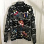 Victoria Jones Fair Isle Black & White Turtleneck Sweater Winter Hats Women’s Lg Photo 8
