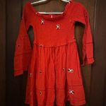 Free People NWT  Counting Daisies Red off The Shoulder Embroidered Mini Dress M Photo 2